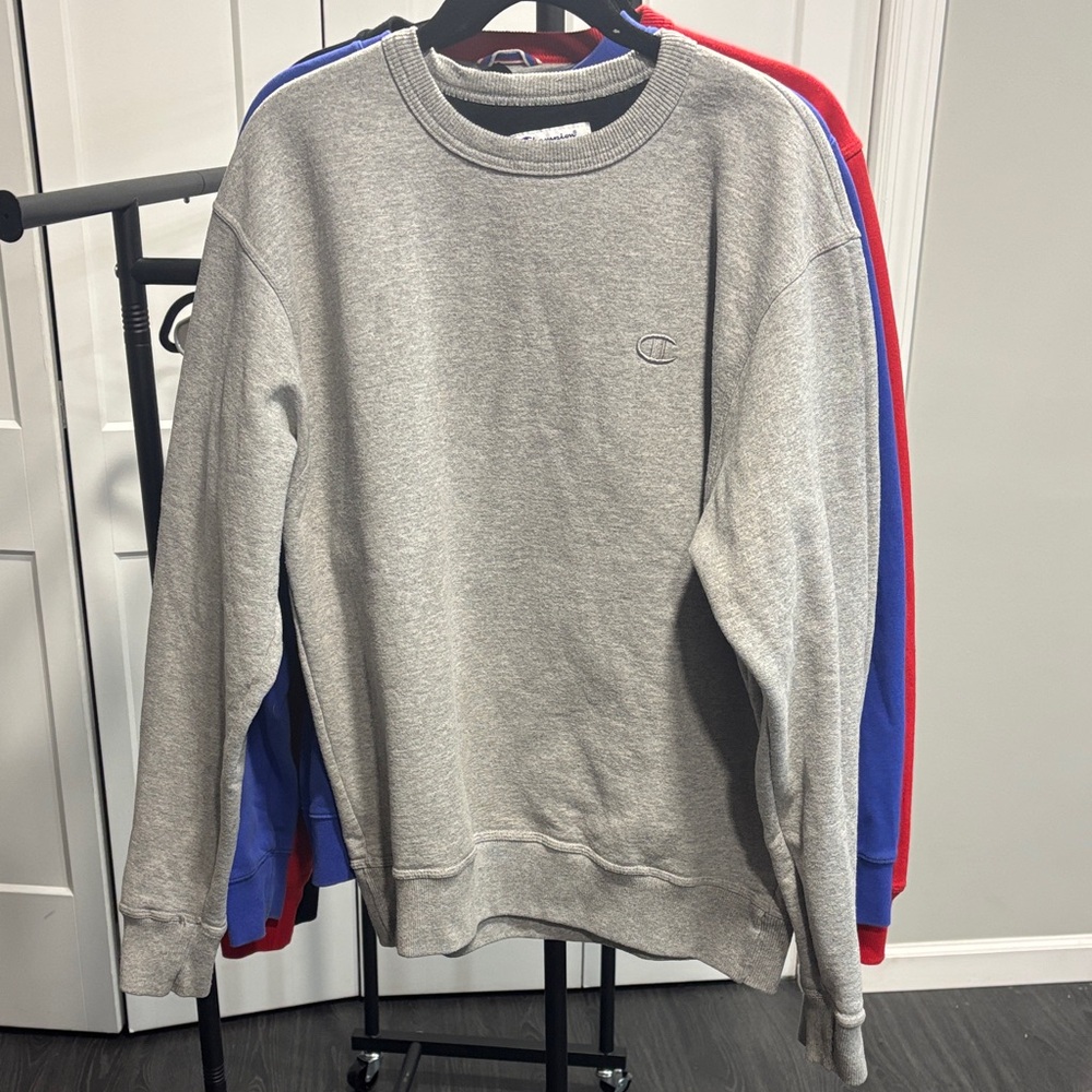 Champion and Nike Men's Gray Crewneck Sweaters